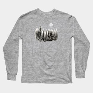 Forest And The Moon In The Night Long Sleeve T-Shirt